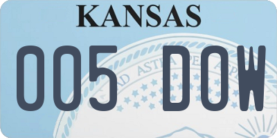 KS license plate 005DOW