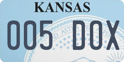 KS license plate 005DOX