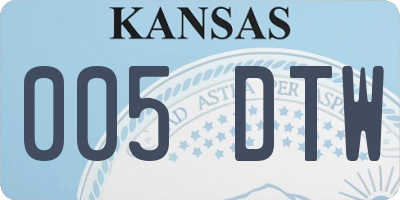 KS license plate 005DTW