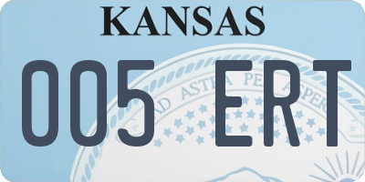 KS license plate 005ERT