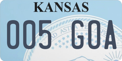 KS license plate 005GOA