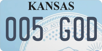 KS license plate 005GOD
