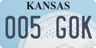 KS license plate 005GOK