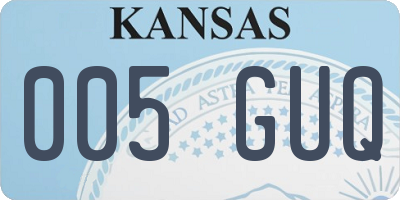 KS license plate 005GUQ