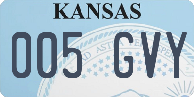 KS license plate 005GVY