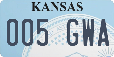 KS license plate 005GWA