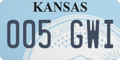 KS license plate 005GWI