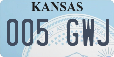 KS license plate 005GWJ