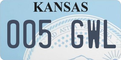KS license plate 005GWL