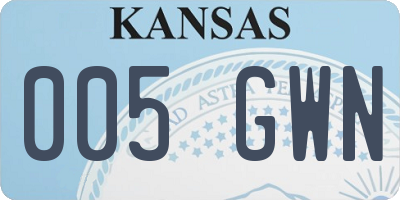 KS license plate 005GWN