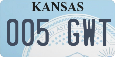 KS license plate 005GWT