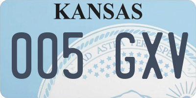 KS license plate 005GXV