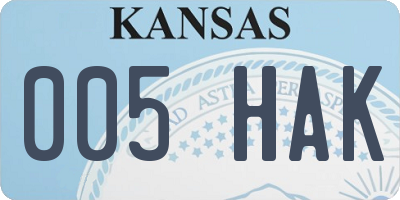 KS license plate 005HAK