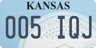 KS license plate 005IQJ