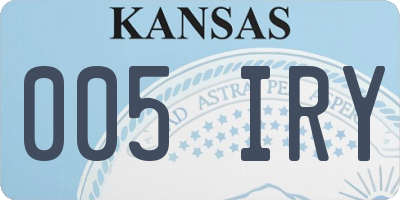 KS license plate 005IRY