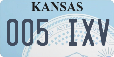 KS license plate 005IXV