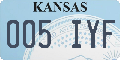 KS license plate 005IYF