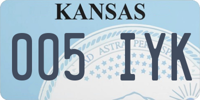 KS license plate 005IYK
