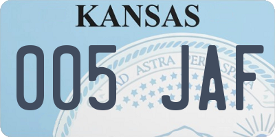 KS license plate 005JAF
