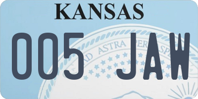 KS license plate 005JAW