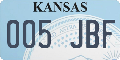 KS license plate 005JBF