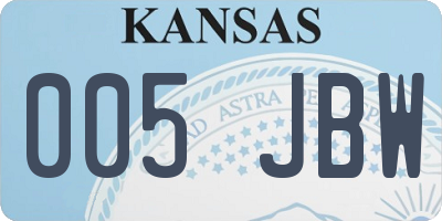 KS license plate 005JBW