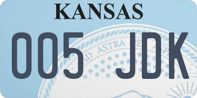 KS license plate 005JDK