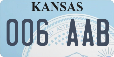KS license plate 006AAB