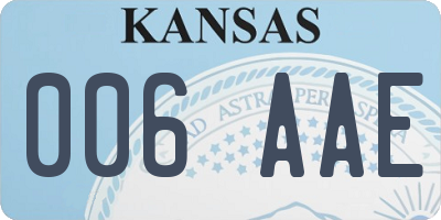 KS license plate 006AAE