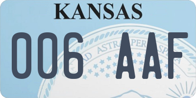 KS license plate 006AAF