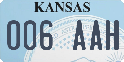 KS license plate 006AAH