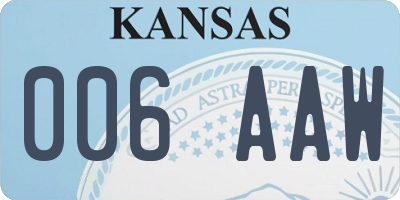 KS license plate 006AAW
