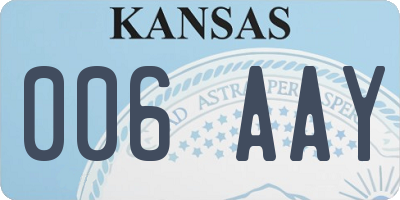 KS license plate 006AAY