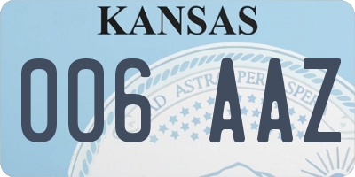 KS license plate 006AAZ
