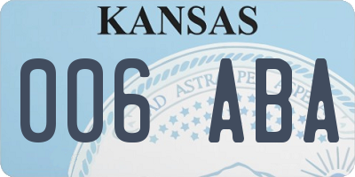 KS license plate 006ABA