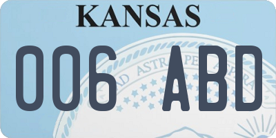 KS license plate 006ABD