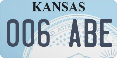 KS license plate 006ABE