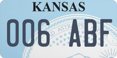 KS license plate 006ABF