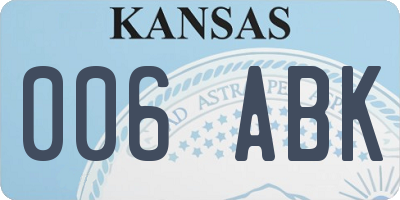 KS license plate 006ABK