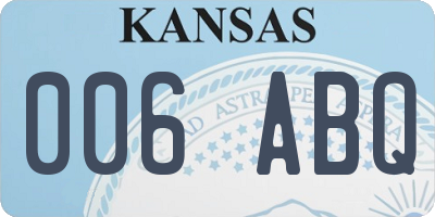 KS license plate 006ABQ