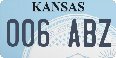 KS license plate 006ABZ