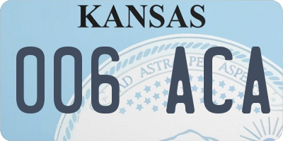 KS license plate 006ACA