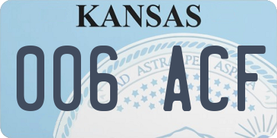 KS license plate 006ACF