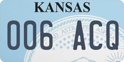 KS license plate 006ACQ