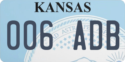 KS license plate 006ADB