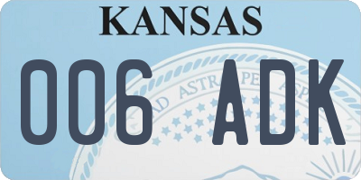 KS license plate 006ADK