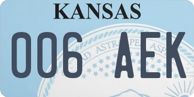 KS license plate 006AEK