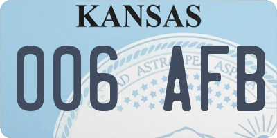 KS license plate 006AFB