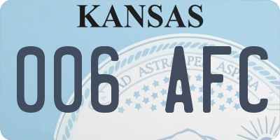 KS license plate 006AFC
