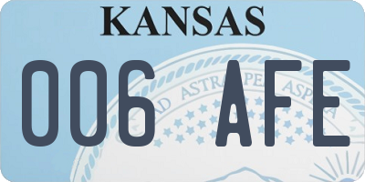 KS license plate 006AFE